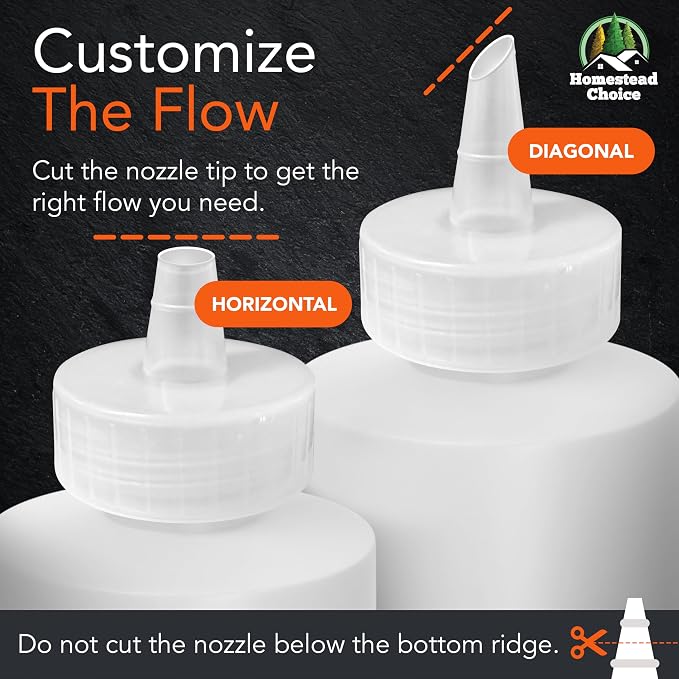 2-pack Plastic Squeeze Bottles for Sauces - 16oz Condiment Squeeze Bottles | for Liquids - BPA Free plastic Squirt Bottle with Cap - Ketchup, Syrup, Oil, Dressings, Honey, Restaurant, kitchen, Arts