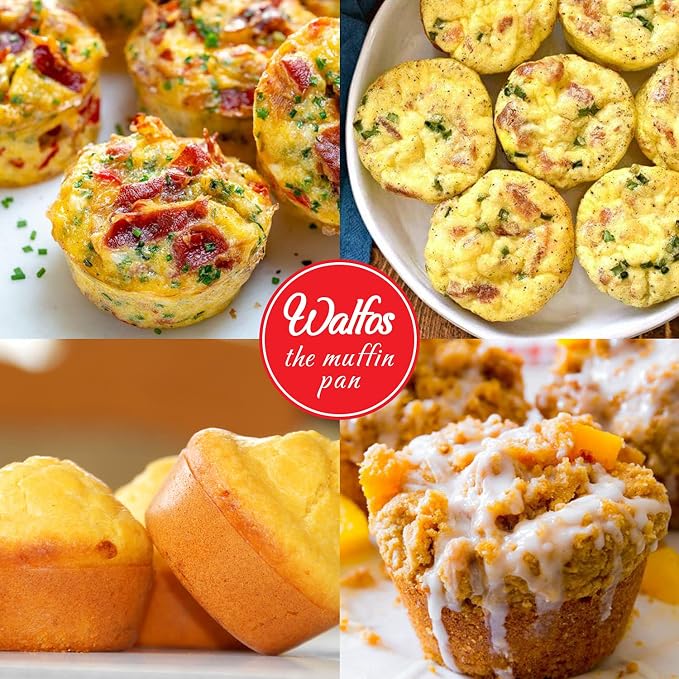 Walfos Silicone Muffin Pan - 6 Cup Non-Stick Silicone Cupcake Pan, Just Release! Food Grade and BPA Free Baking Cups, Perfect for Egg Muffin, Cupcake, Dishwasher Safe (2 Pack Muffin Pan)