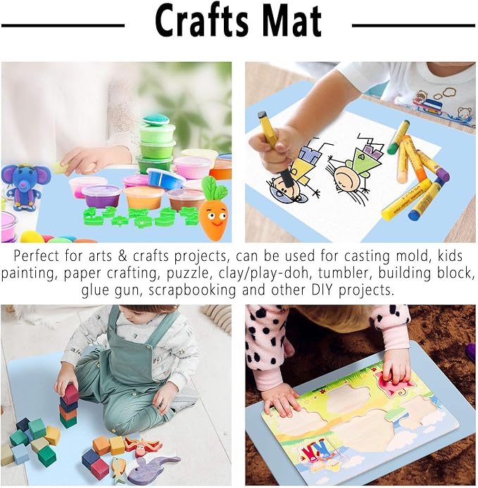 Gartful Silicone Crafts Mat, Silicone Sheets for Crafts, Painting, Nail Arts, Clay, Resin Jewelry Casting Molds Mat, Table Pad Placemat, Nonstick Nonslip, Gray & Beige & Light Blue (15.7x11.8 inch)