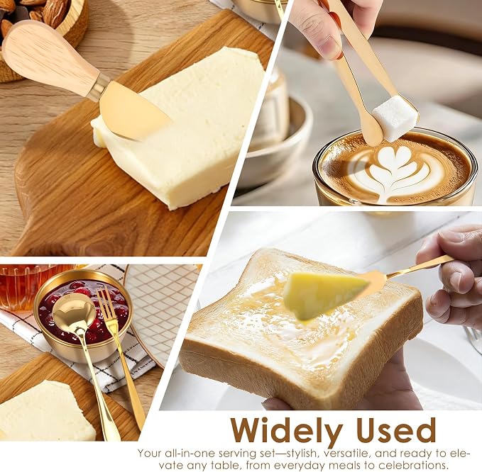 188Pcs Charcuterie Utensils Set,Charcuterie Boards Accessories Set Bulk,Mini Cheese Butter Spreader Knives Stainless Steel Cutlery Tongs Spoons Forks Bowls Wooden Toothpicks for Kitchen Wedding Party