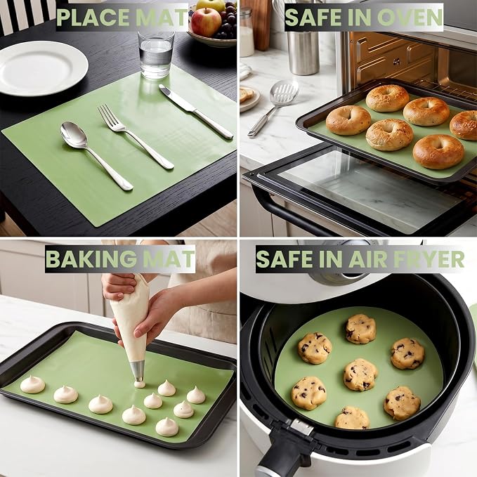 ZOOFOX 12 IN x 8 FT Silicone Baking Mat Roll, Non-Stick Pastry Mat Cut to Size with Tape Measure, Dough Rolling Mat, Heat-Resistant Baking Sheet for Oven Baking Pan, Kitchen Counter