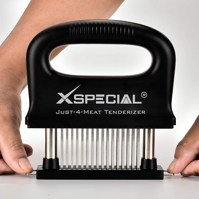 Deluxe Meat Tenderizer Tool 48 Blades Stainless Steel - Kitchen Cooking Gadgets Tools with Ultra Sharp Needle That Makes Steak & Chicken Tender - Dishwasher Safe