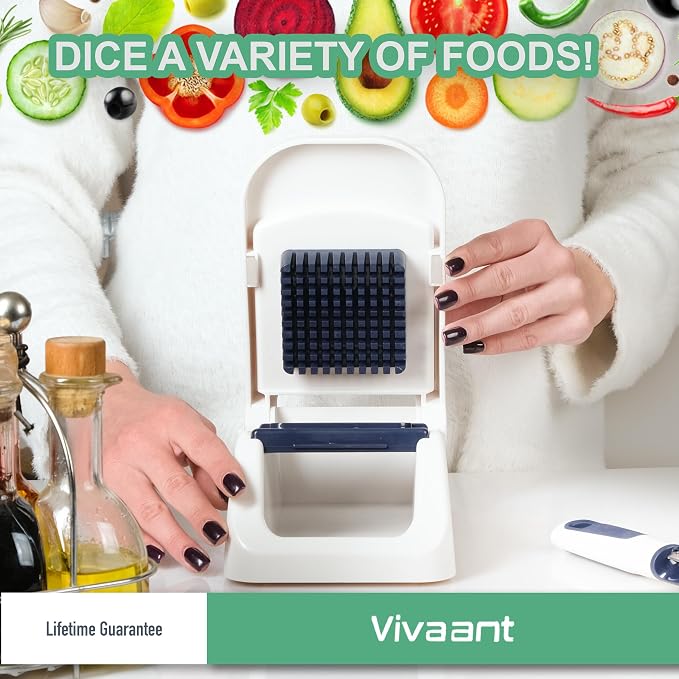 Vivaant Compact Mini Dicer - Perfect for Quickly Cubing and Dicing Vegetables, Vegetable Chopper and Cutter with Manual Hand Chopper for Onions and Small Veggies