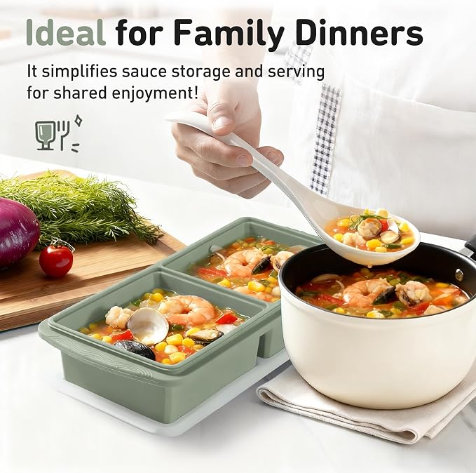 Silicone Freezer Tray with Lid Soup Freezer Container Molds with Steel Reinforced Rim Ice Cube Freezer Molds for Soup, Sauce, Leftovers, Homemade Meal Prep Containers Moldes De Silicona