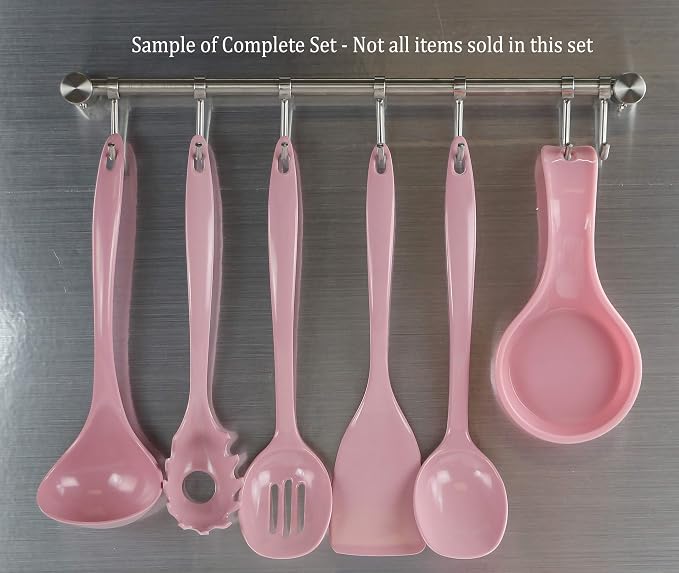Reston Lloyd Cooking Spoon for Serving, Basting, Mixing, Heat Resistant, BPA Free Melamine 11 inch Utensil with Ergonomic Handle, Set of 6, Pink