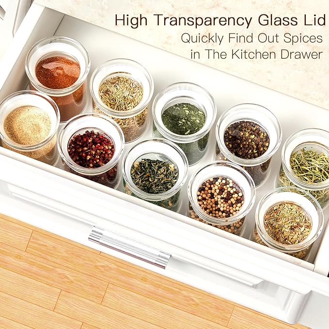 ZENS 10oz Glass Jars with Airtight Lid, 4 Pack Glass Kitchen Canisters Set for Spice, Loose Tea, Small Clear Glass Storage Jars with Labels for Herbs, Sugar | Borosilicate Clear Glass Canisters Set for Spice, Small Tea Jars for loose Tea with Labels fo...