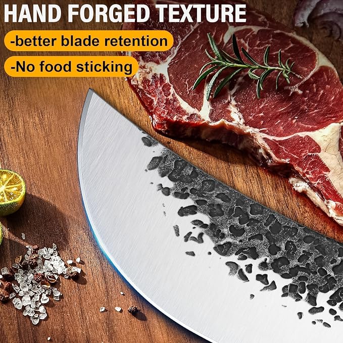 Huusk Butcher Knife for Meat Cutting, Meat Cleaver Heavy Duty with Sheath, Hand Forged Cooking Knives with Full Tang handle for Kitchen or BBQ, Men's gifts