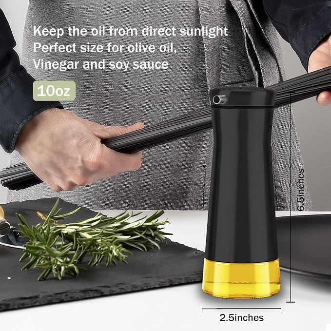 Aelga Black Oil And Vinegar Dispenser Set - 2 Pack Oil Dispenser Bottle for Kitchen with No-Drip - Black Kitchen Decor and Accessories for Home Restaurants Weddings