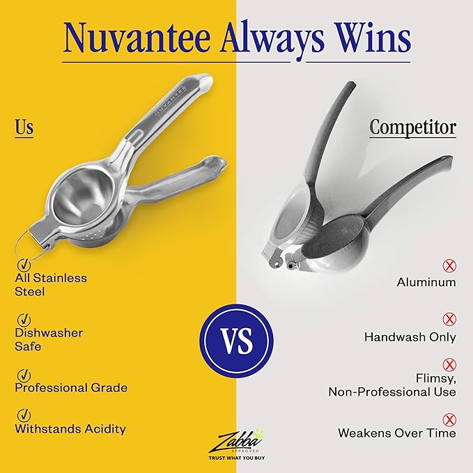 Innovee Group. 1 pack. Nuvantee Lemon Squeezer, Stainlees Steel Manual Citrus Press. Includes Lemon Recipes Ebook. Quality 18/10