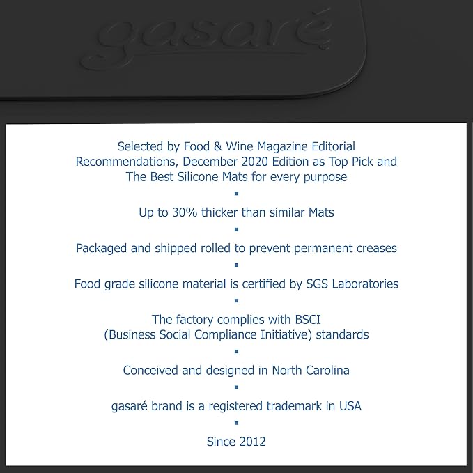 GASARÉ, Set of 2, Extra Large, Thick, Silicone Mats for Kitchen Counter, Heat Resistant Mats, Countertop Protector, Non-Slip, Easy to Clean, 25 x 17 Inches x 1.4mm, Black