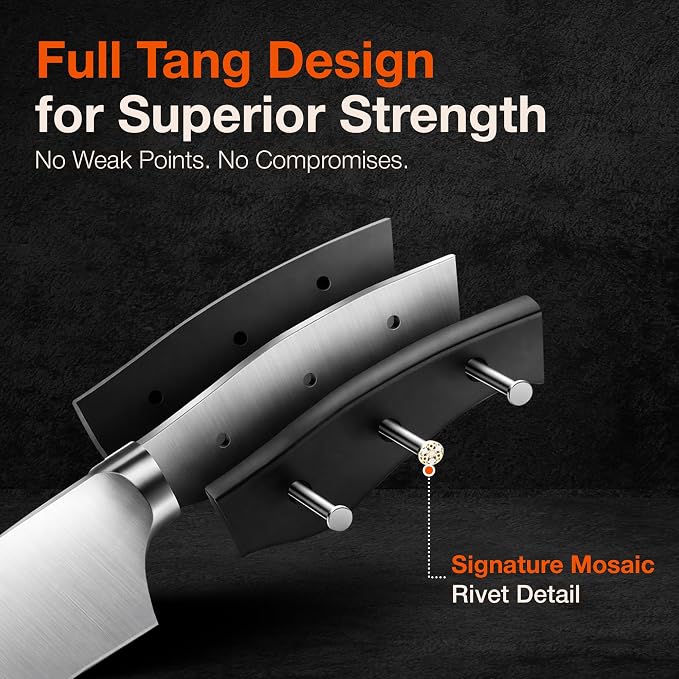 ARVELLO 8-inch Chef Knife- Full Tang- German High Carbon Stainless Steel- G10 Handle with Three Rivet, Multipurpose Kitchen Knife