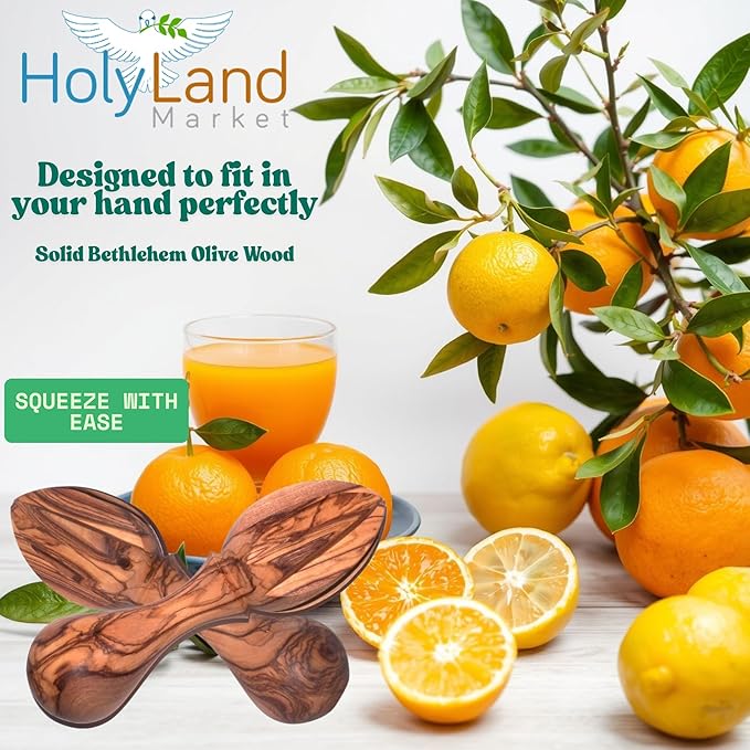 Holy Land Market Olive Wood Lemon Juicer/Citrus Reamer - Handcrafted from Bethlehem, 5.5 in, Asfour Outlet