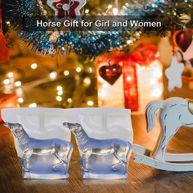 3D Horse Ice Cube Trays - Silicone Mold for Cocktail, Bar; Fun Animal Shape Large Horse Gift Pack of 2