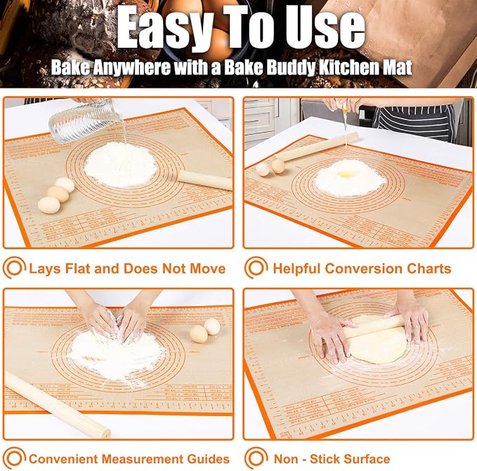 Silicone Pastry Mat 34X26 inch Baking mat Perfect for Dough, Pastry, Pie Crust, Fondant, Cookies, Bread, Pasta/Pizza,Pastry Board, Kitchen Counter Mat