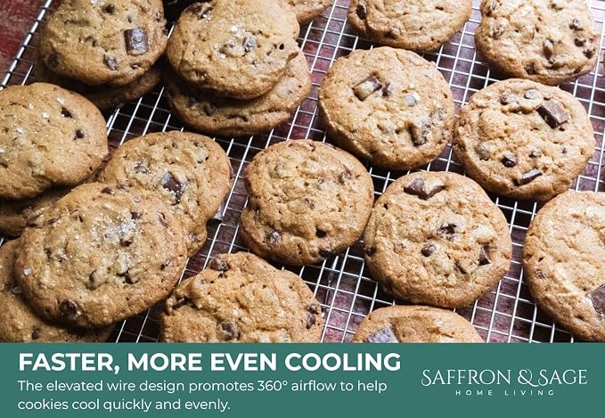 Cookie Cooling Rack Pack of 2, Heavy Duty Stainless Steel Cooling Racks for Cooking and Baking, 11.8 x 16.8 x 1 Inch, Dishwasher Safe, Rust Resistant, Fits Half Sheet Pan