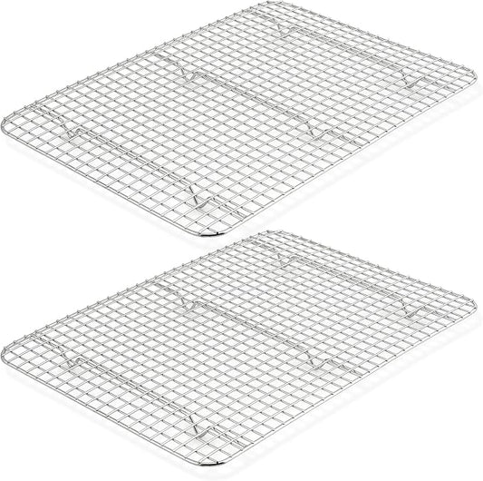 TeamFar Cooling Rack Set of 2, Stainless Steel 16.5’’ x 11.5’’ Baking Rack for Oven Cooking Roasting Grilling, Wire Rack for Cooling Cookies, Fits Half Sheet Pan, Healthy & Heavy Duty, Dishwasher Safe