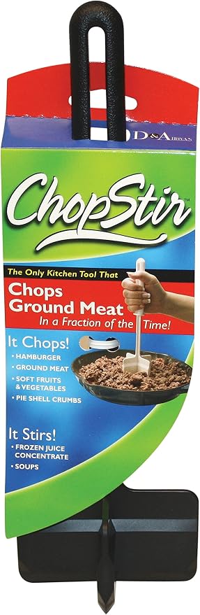 HIC Kitchen ChopStir Original Hamburger Ground Meat Vegetable Frozen Concentrate Egg Chopper, Heat-Resistant Nylon, Black