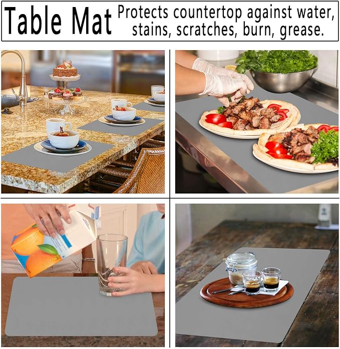 Gartful 3Pack Silicone Sheet for Crafts, Resin Jewelry Casting Molds Mat, Food Grade Silicone Placemat, Multipurpose Table Protector, Nonstick Nonskid Heat-Resistant, Black&Gray&Beige (15.7x11.8inch)