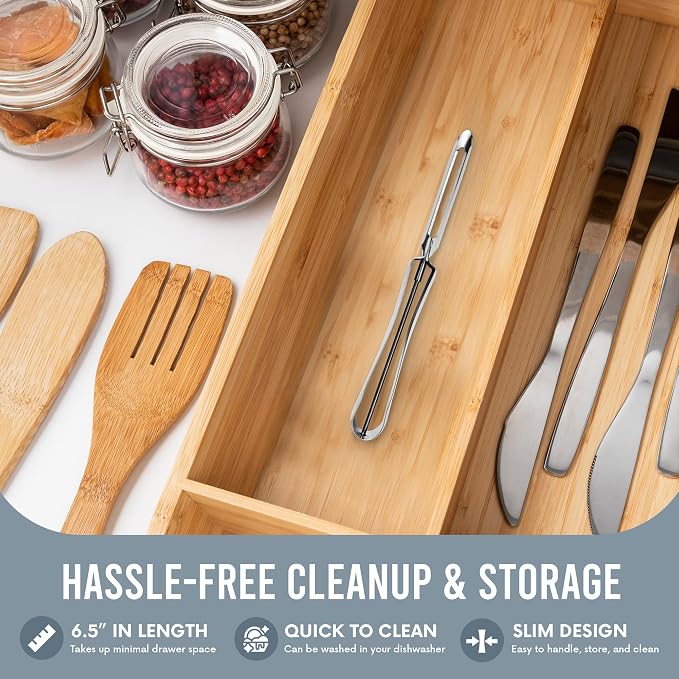 Linden Sweden Original Jonas Vegetable Peelers for Kitchen - Made In Sweden - Carrot Peeler with Ergonomic Handle for Safety and Control - Dishwasher Safe Potato Peelers - 3-Pack - Stainless Steel