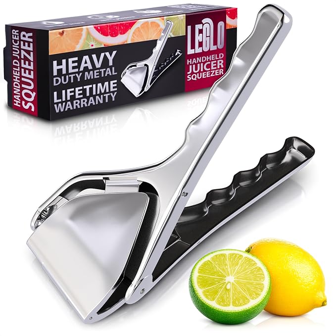 Lemon Squeezer Stainless Steel – Heavy Duty Flat Fold Design, Gets Every Last Drop, Rust Resistant Manual Citrus Juicer for Lemon, Lime, Orange, Easy to Clean, Dishwasher Safe, for Fresh Citrus Drinks
