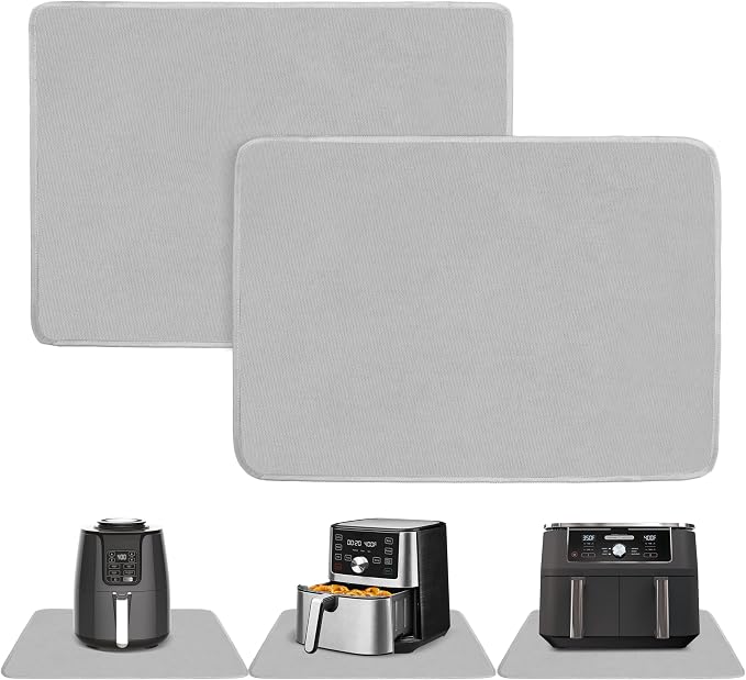 2 PCS Heat Resistant Mats for Countertop Air Fryer, 24x16in, Grey | 1022 ℉ Fireproof mat, air fryer accessories for ninja, cosori, waterproof hot pads for kitchen toaster, oven, coffee maker