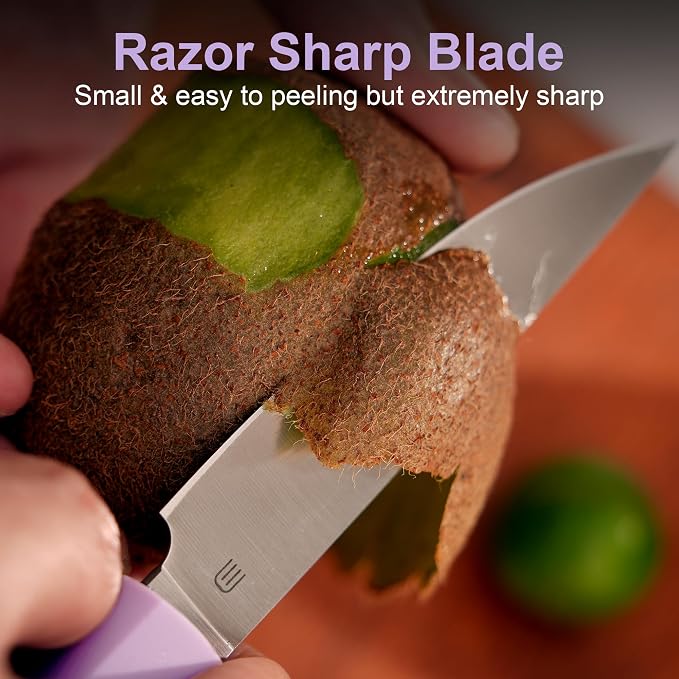 3.5 Inch Paring Knife, Small Kitchen Knife with AR-RPM9 Steel Replaceable Ergonomic Handle, Ultra Sharp Fruit Vegetable Knife for Peeling Coring Cutting