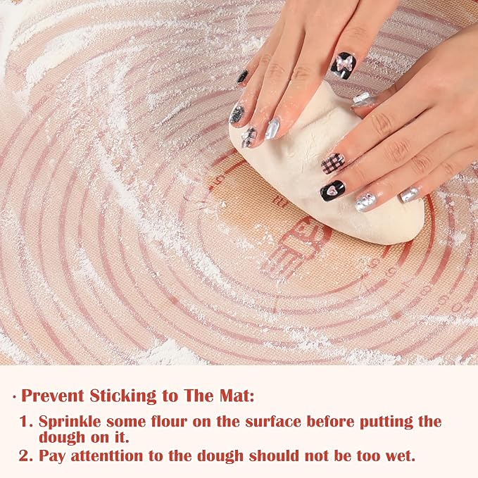 Non-slip Silicone Pastry Mat Extra Large Measurements 28''x 20'' Baking Mat | Silicone Baking Mat Counter Dough Rolling Oven Liner Fondant / Pie Crust Sourdough Bread Supplies - Folksy Super Kitchen Red