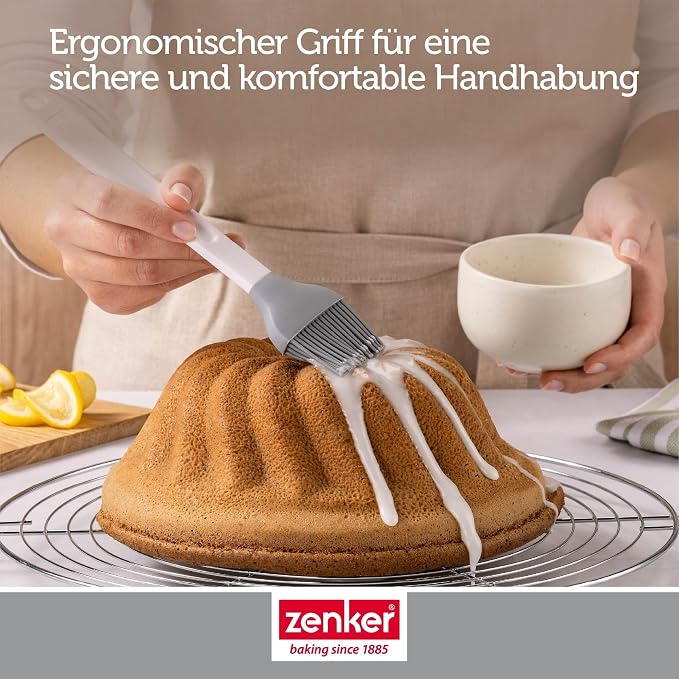 Zenker Pure Elegance Pastry Brush, Made of Silicone, for Spreading Glazes and Greasing, Heat Resistant up to 230 °C, Dishwasher Safe, Designed in Germany, Grey