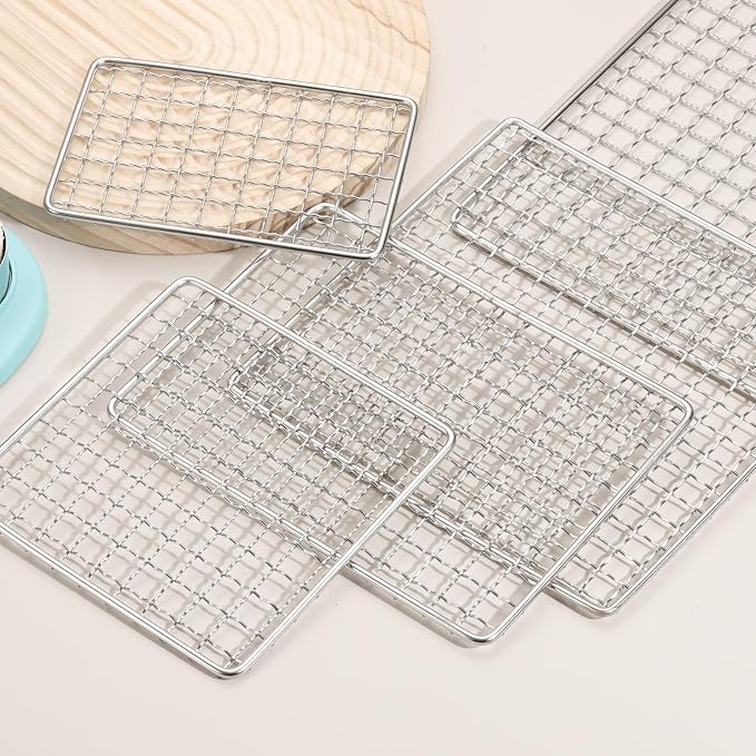 uxcell Cooling Racks, 7.9" x 7.9" Stainless Steel Barbecue BBQ Grill Net Mesh Rack Grate for Cooking, Roasting, Grilling, Oven & Dishwasher Safe, Silver