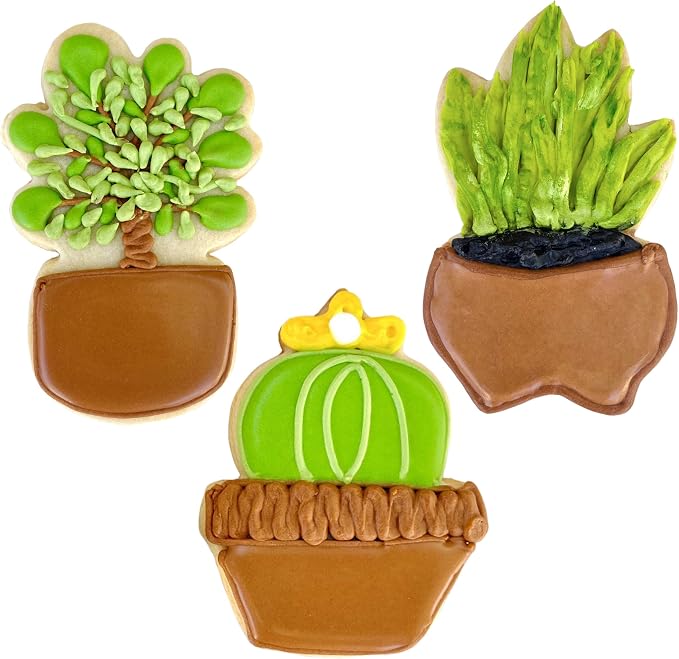 Ann Clark 3-Pc. Houseplant Cookie Cutter Set, Made in USA, Fiddle Leaf Fig, Snake Plant, Prickly Pear Cactus