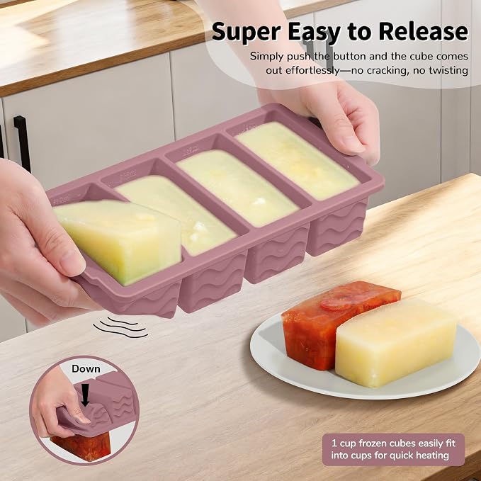 3-Pack Silicone Freezer Trays with Lid,2 Large 2-Cup(500ml)&4 Medium 1-Cup(250ml)&6 Small 1/2-Cup(125ml) Soup Freezer Container Molds,Ice Cube Tray For Meal Prep&Freezing Soup,Stews,Sauces