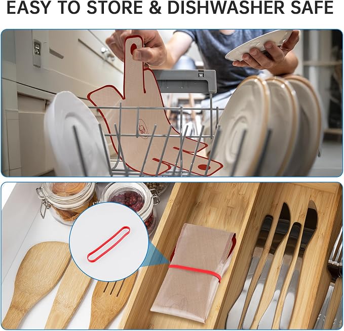 NiHome 4-Pack Silicone Bread Loaf Pan Liners, Reusable and Nonstick Silicone Bread Sling, Fit for 9x5, 9.5x5, and 10x5 Inch Loaf Pans, Dishwasher Safe, Easy to Clean - Brown base, red edges