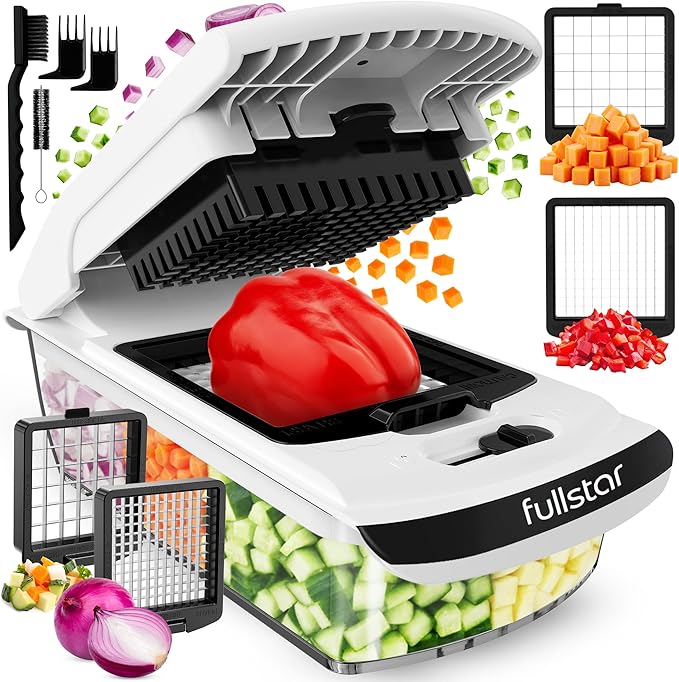 Fullstar Pro Original Vegetable Chopper - Chopper and Spiralizer - Food Chopper with Container, Fruit Cutter, Onion Dicer - All-in-One Prep Tool - Kitchen Gadgets and Gifts (2 in 1, White)