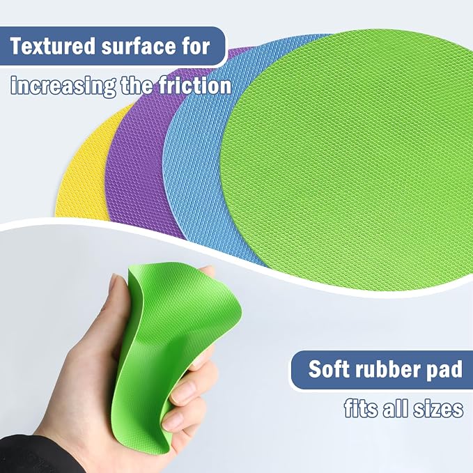 Aixoom Rubber Jar Opener Pads Set of 4, Non-Slip Gripper Pads for Jars | For Seniors & Weak Hands, Heat-Resistant Trivet, Kitchen Coaster & Jar Lid Grip for Jars and Bottles (Circle)