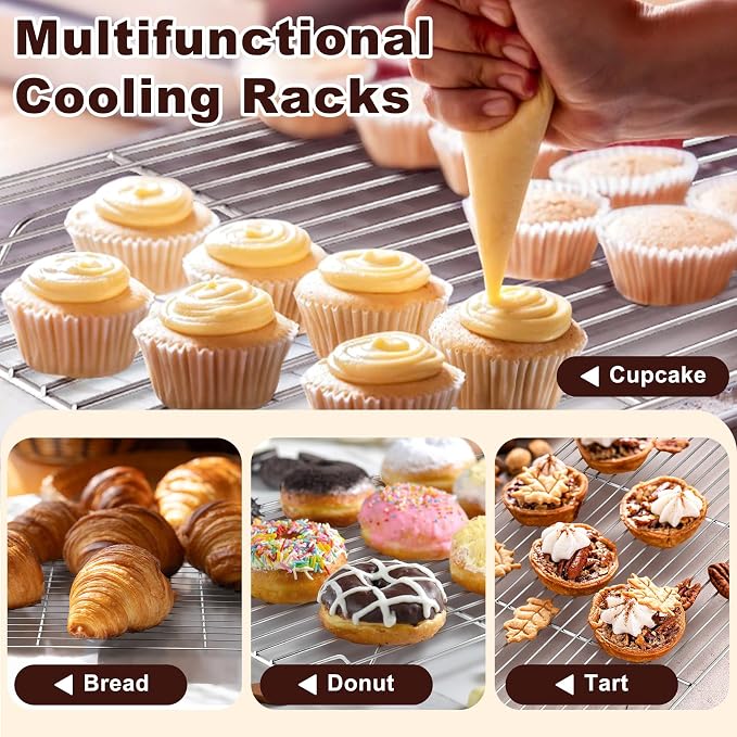 TeamFar Baking Sheet with Rack Set, 3 Pans + 3 Racks, 17.6/12.5/10.5 Inch | Stainless Steel Cookie Sheets Baking Pans Trays and Cooling Racks for Cooking, Non-Toxic & Heavy Duty, Dishwasher Safe