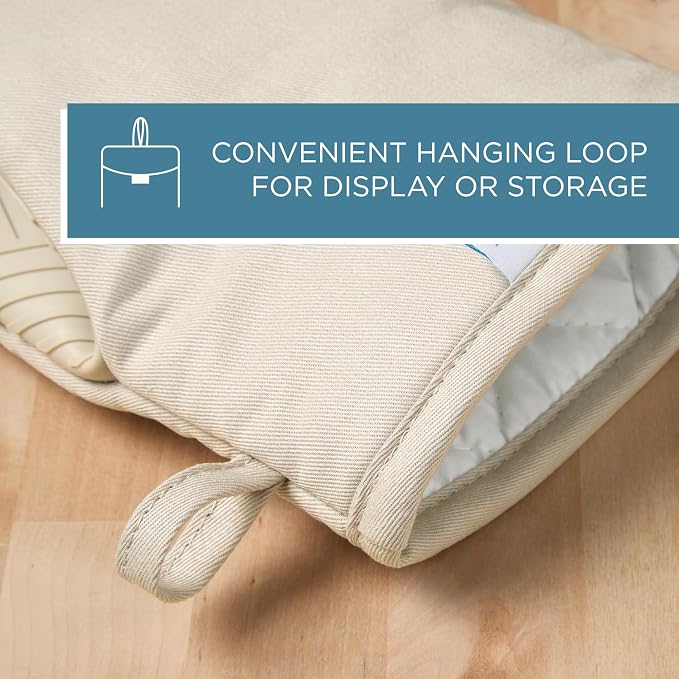 Town & Country Basics Basketweave Soft Silicone Mini Oven Mitt 2-Pack Set, Heat Resistant up to 500F, Flexible Silicone, Non-Slip Grip, Beige, 5.5"x8"