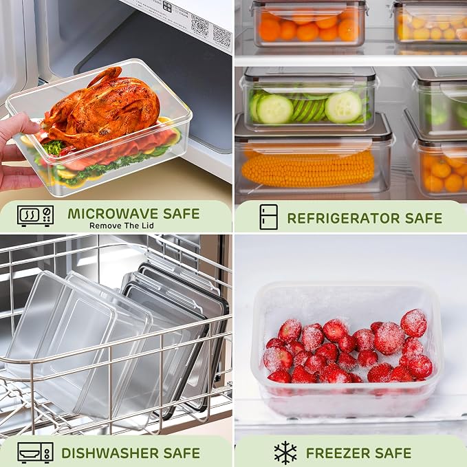 JSCARES 40 PCS Food Storage Containers with Lids Airtight (20 Lids &20 Containers) - Leakproof Meal-Prep Containers for Kitchen Storage Reusable Plastic Microwave/Dishwasher Safe with Labels & Pen | Leakproof Meal-Prep Containers for Kitchen Storage Re...