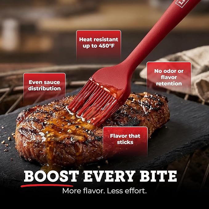 Lightyear Grillmaster Starter Pack | 3-Piece BBQ Bundle with Meat Hammer, Instant-Read Meat Thermometer & Silicone Basting Brush — Stainless Steel Grilling Gift Set