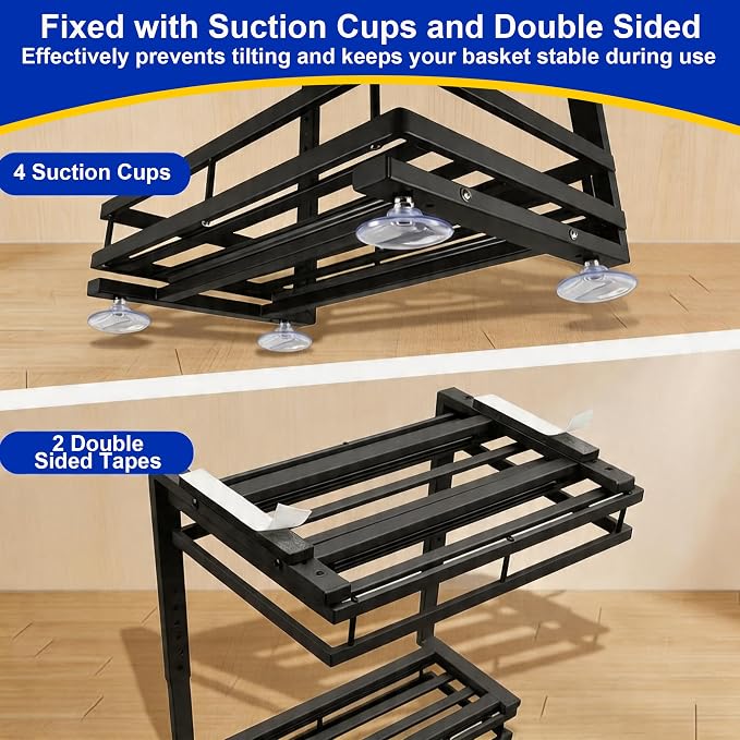 2-Tier Metal L-Shaped Pull-Out Under Sink Organizer, Black, 1 Pack | 1 complete set; ball-bearing slides; 6-level height; no-drill setup