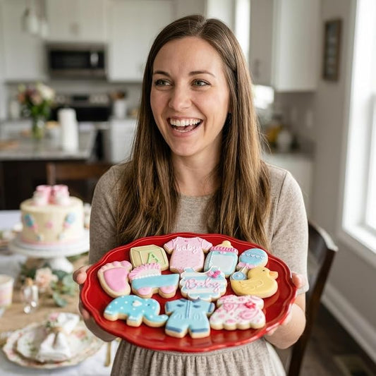 Ann Clark 11-Pc. Baby Shower Cookie Cutter Set, Made in USA, Baby Romper, Dress, Onesie, Footie Pajamas, Bib, Footprint, Carriage, Rattle, Bottle, Cute Elephant and Duck