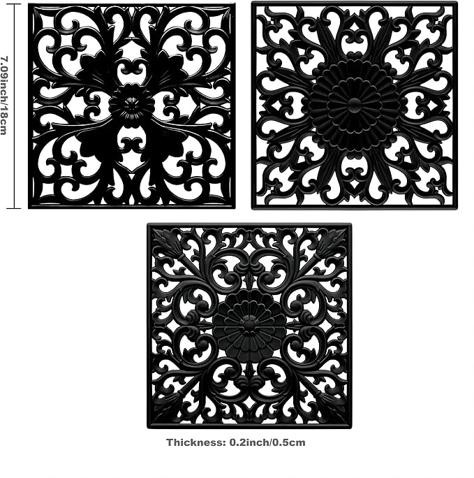 Silicone Trivets Mats for Hot Pots and Pans, Square Non Slip Mat for Table or Counter, Multi-Use Hot Pads for Microwave, Flexible Modern Pad Heat Resistant Big Teapot Coaster Set of 3 Gray
