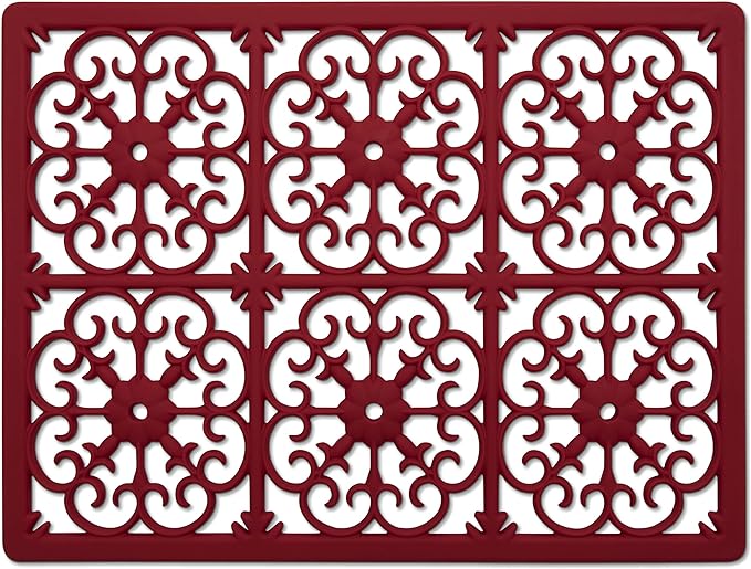 GASARÉ, Extra Large, Thick, Silicone Trivet for Hot Dishes, Pots, and Pans, Heat Resistant Mat for Countertop, Hot Pad for Kitchen, Easy to Clean, 16 x 12 x 3/8 Inches, Red
