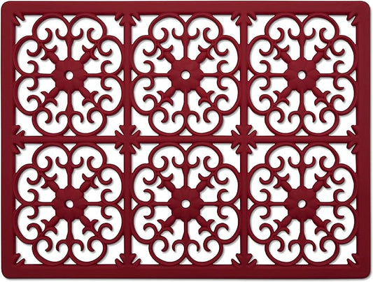 GASARÉ, Extra Large, Thick, Silicone Trivet for Hot Dishes, Pots, and Pans, Heat Resistant Mat for Countertop, Hot Pad for Kitchen, Easy to Clean, 16 x 12 x 3/8 Inches, Red