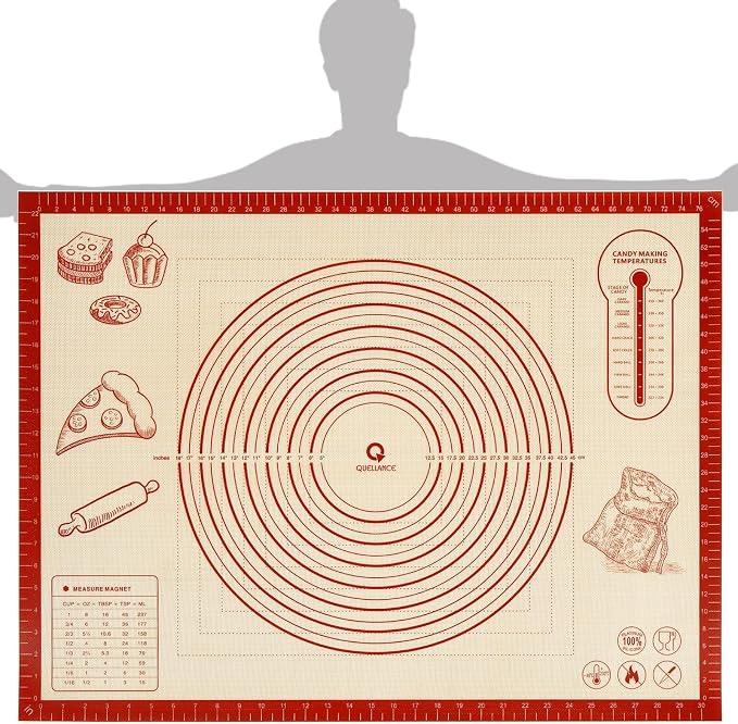 Silicone Baking Pastry Dough Mat - 32x24Inch Extra Large Cookie Bread Rolling Mats Sheet, Nonstick Kitchen Counter Kneading Board, Thick Reusable Pie Cookies Pizza Fondant Making Matt with Measurement