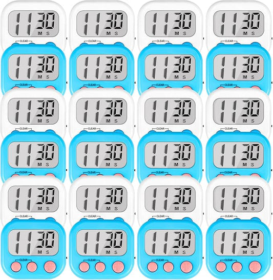 Timer for Kids Teachers Digital Kitchen Timers for Cooking Large Magnetic Classroom Timer 24Pack-Blue White