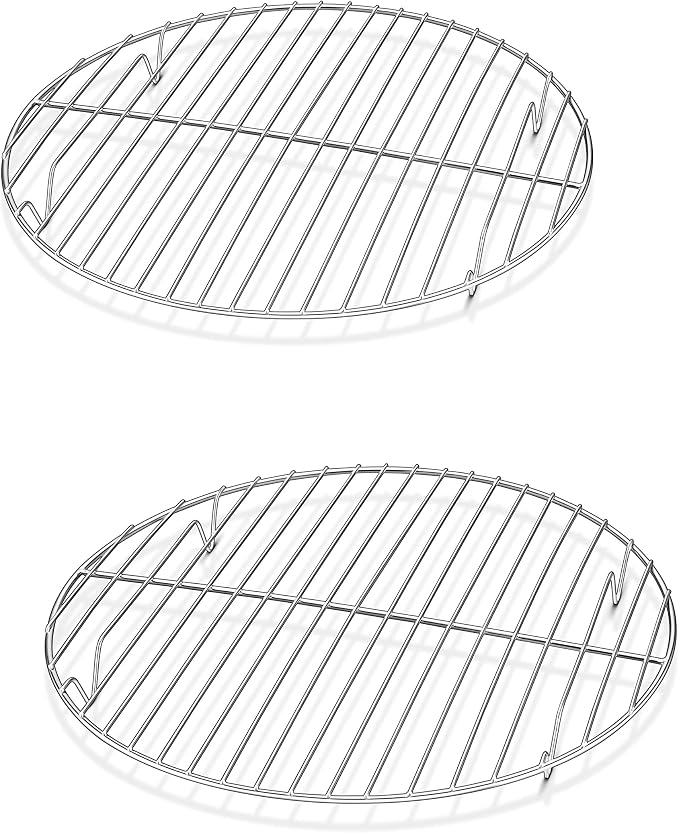 Herogo Round Cooling Rack for Cooking and Baking Set of 2, 9 Inch Stainless Steel Grill Steaming Rack Fit Stockpot Air Fryer Canning, Healthy, Smooth Edge, Oven and Dishwasher Safe