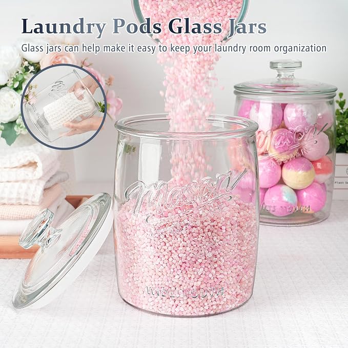 Folinstall 1 Gallon Glass Cookie Jar with Airtight Lid, 2 Pack | Silicone Seal Keeps Food Fresh, Large Capacity, Wide Mouth for Easy Access to Candy, Sourdough Starter, Dog Treat, Herb