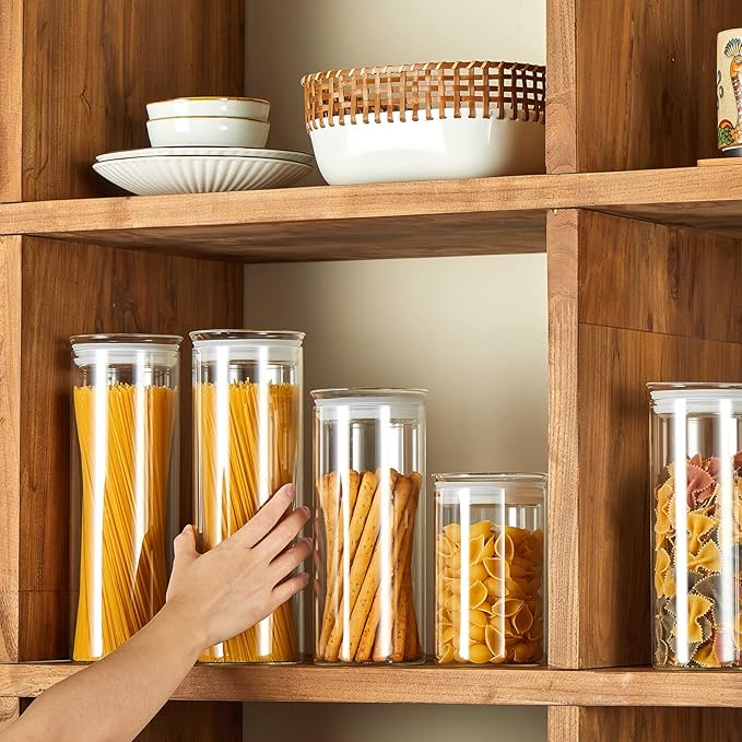 ZENS Glass Jars with Airtight Lid Set of 2, 37oz Kitchen Storage Jars | Clear Glass Canisters with Airtight Lids, Thick Borosilicate Glass Airtight Containers for Cereal, Dry Food Storage