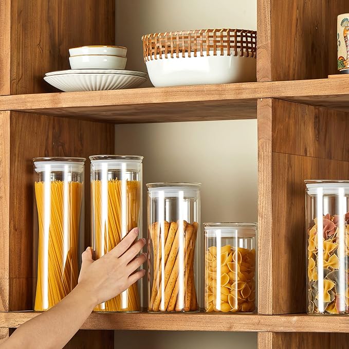 ZENS 27oz Glass Jars with Airtight Lid Set of 2, Clear Glass Storage Containers, Glass Kitchen Canisters with Airtight Lids, Coffee Jars for Brown Sugar, Pantry Organization | Thick Borosilicate Glass Canisters with Airtight Lids for Herbs, Thick Boros...