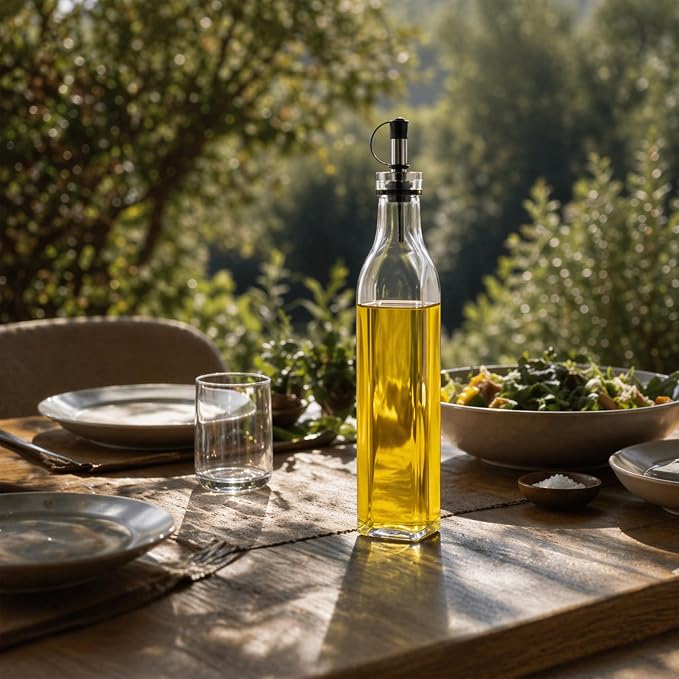 Restaurantware-Chef 101 16.9 Ounce Olive Oil Dispenser, 1 Kitchen Oil Dispenser Bottle - With Stopper Spout, Non-Leaking, Clear Glass Pourer, For Cooking Or Salad Dressings